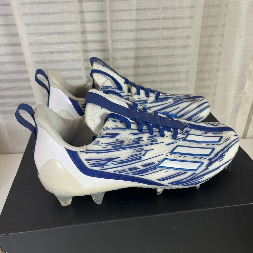 Adidas Adizero 12.0 White Royal Blue Football‎ Cleats Men's Size 8 (GW5059)